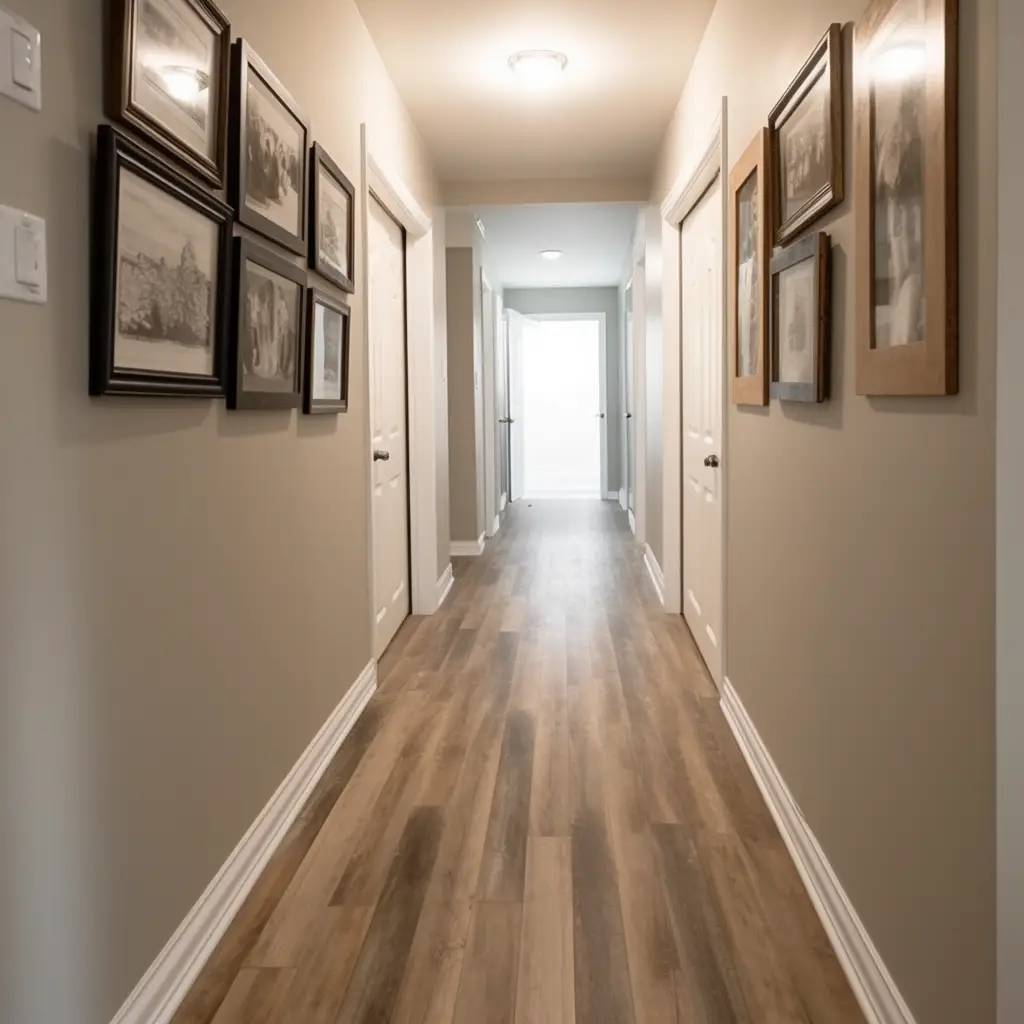 laminate flooring installed in hallway