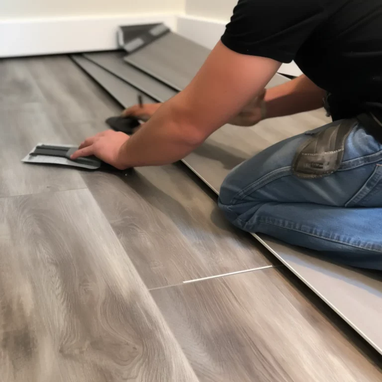Flooring contractor installing vinyl floor