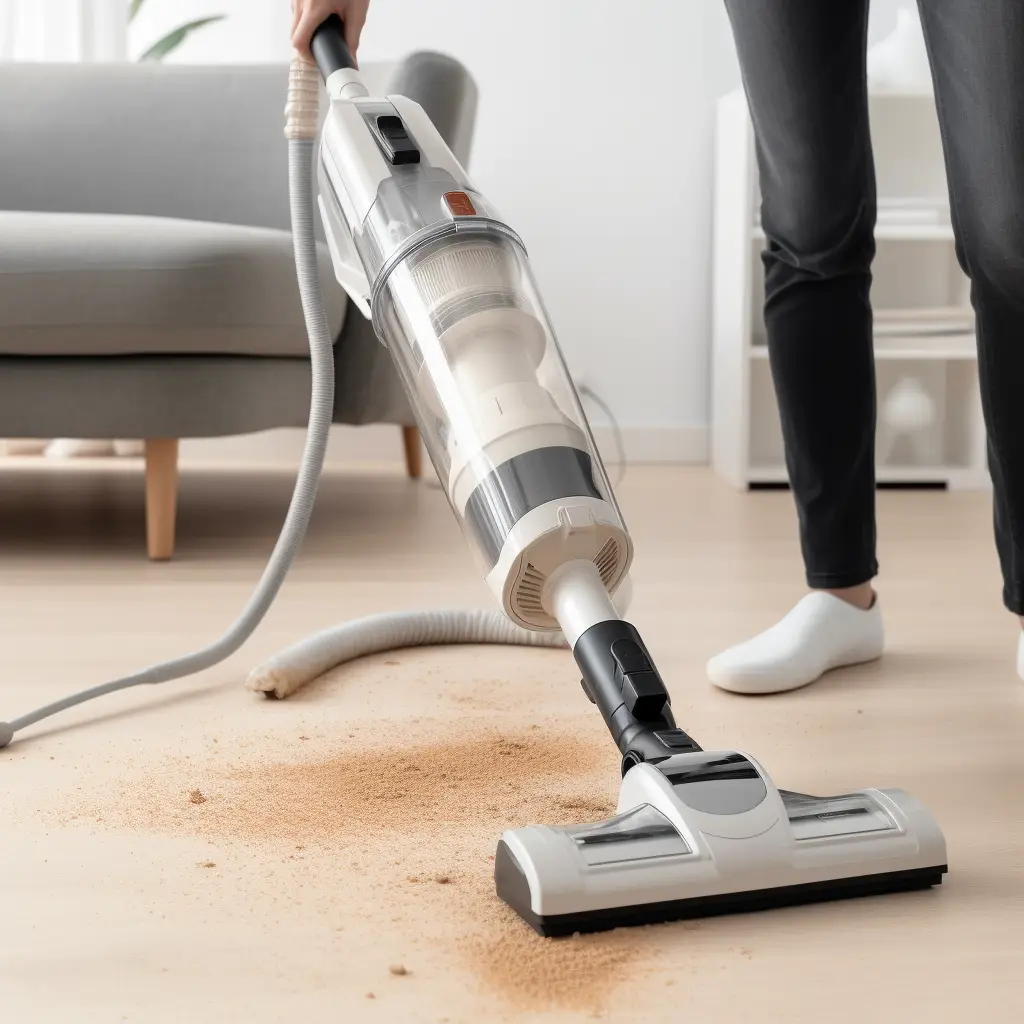 vacuuming hardwood floor